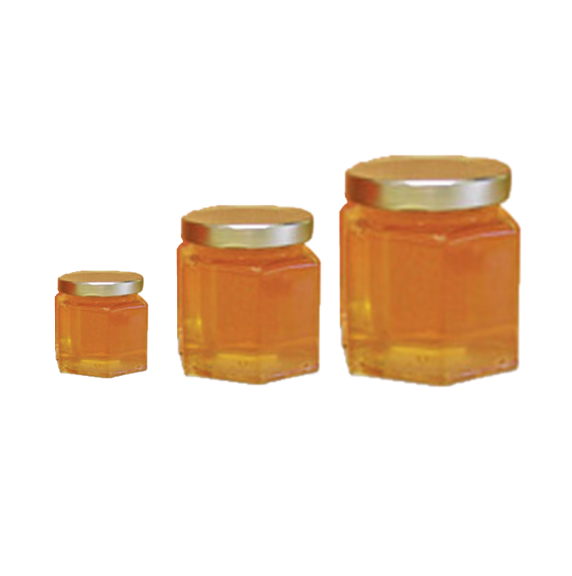Glass Hex Jars w/gold metal lid,2,4 And 6oz image 0